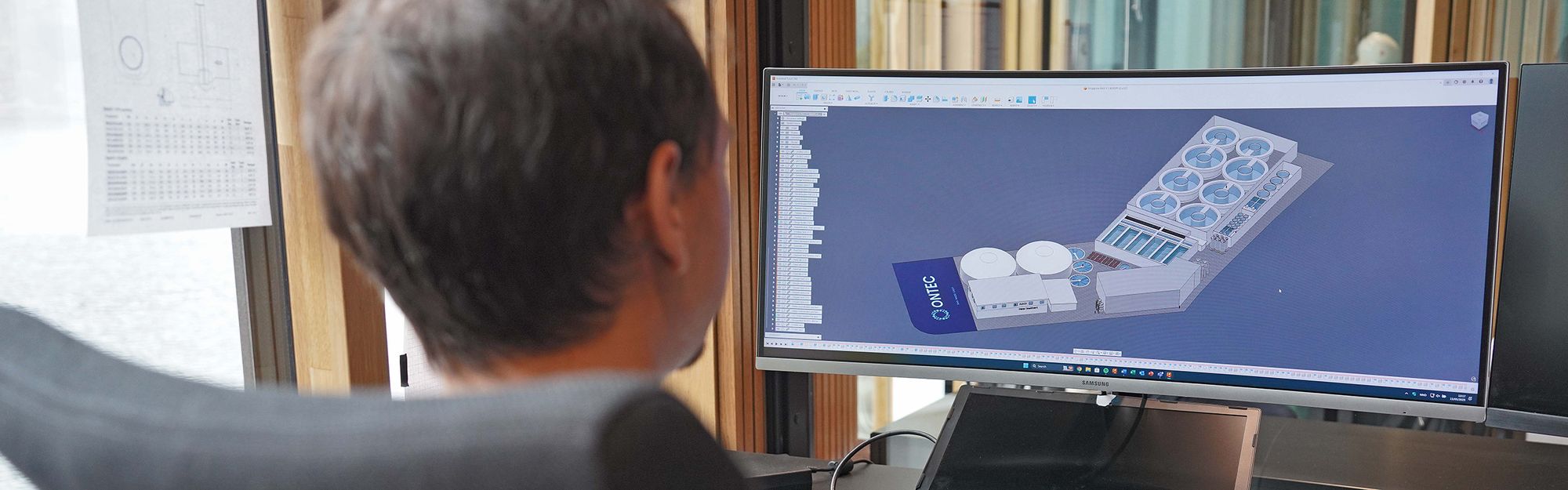 Engineer working on a 3D facility layout